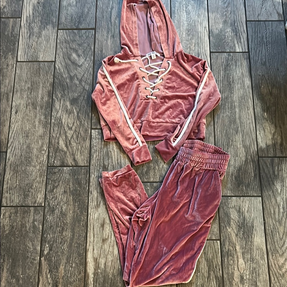 Say What? Pink Velour Track Suit